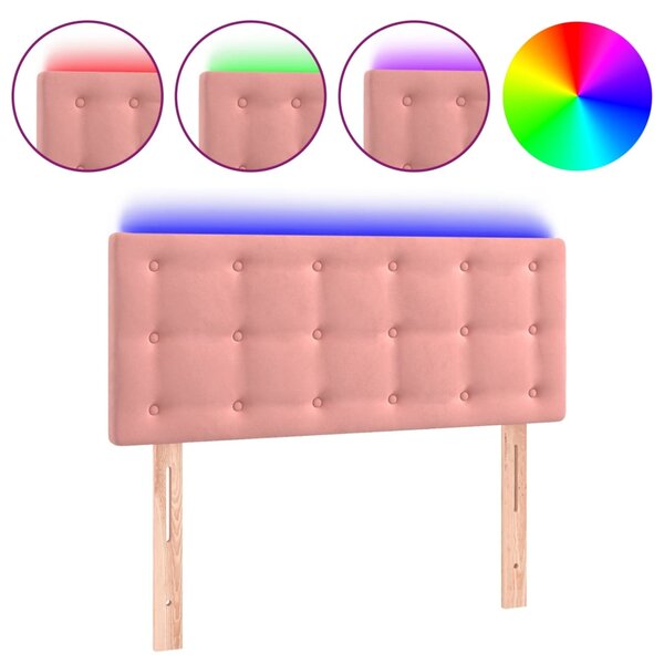 vidaXL Tête de lit à LED Rose 80x5x78/88 cm Velours