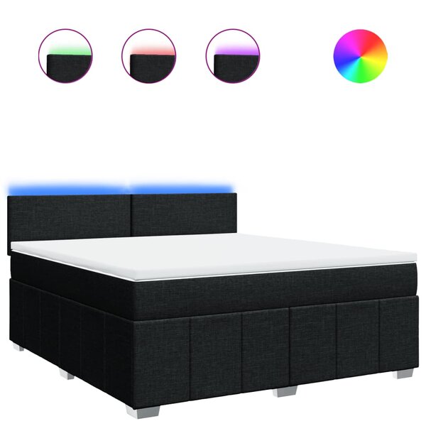 vidaXL Sommier à lattes de lit avec matelas Noir 180x200 cm Tissu