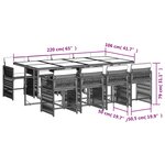 vidaXL Ensemble à manger de jardin et coussins 9 Pièces marron poly rotin