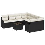 Ensemble de 9 Canapés de Jardin avec Coussins Noir Poly Rotin