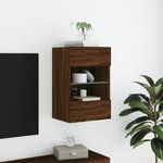 vidaXL Meuble TV mural avec lumières LED chêne marron 40x30x60 5 cm