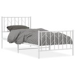 vidaXL Cadre de lit métal sans matelas avec pied de lit blanc 90x200cm