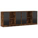 vidaXL Bibliothèque avec portes chêne fumé 204x37x75 cm