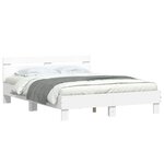 vidaXL Cadre de lit avec tête de lit blanc 140x190cm bois d'ingénierie