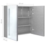 vidaXL Armoire de salle de bain à miroir LED Gris béton 62x14x60 cm