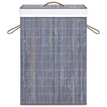 vidaXL Panier à linge avec 2 sections bambou gris 72 L