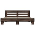 vidaXL Cadre de lit chêne marron 200x200 cm bois d'ingénierie et métal