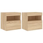 vidaXL Meubles TV muraux lumières LED 2 Pièces chêne sonoma 40x30x40 cm