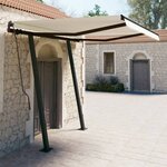 vidaXL Auvent rétractable automatique et poteaux 3 5x2 5 m Crème