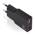 Chargeur GaN ultra fin Aisens 30 W - 1 x USB-C PD3.0 QC4.0 - 1 x USB-A QC3.0 - Noir