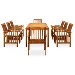 vidaXL Mobilier à dîner de jardin 9 Pièces avec coussins Acacia solide