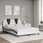 vidaXL Cadre de lit avec LED sans matelas blanc et noir 140x200 cm