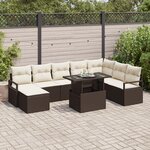 Ensemble de Canapé de Jardin 9 Pièces Avec Coussins En Poly Rattan Marron