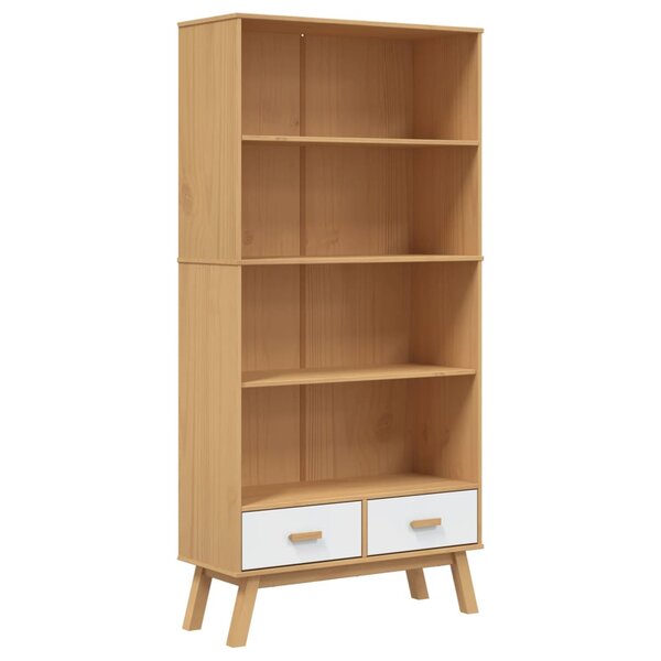 vidaXL Bibliothèque à 4 niveaux OLDEN blanc marron bois de pin massif