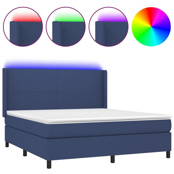 vidaXL Sommier à lattes de lit matelas LED Bleu 180x200 cm Tissu