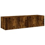 vidaXL Meubles TV muraux et lumières LED 2Pièces chêne fumé 60x35x31 cm