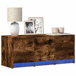 vidaXL Meuble TV avec LED chêne fumé 97x34x40 cm bois d'ingénierie