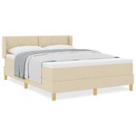 Lit avec sommier vidaXL crème 160x200 cm en tissu