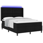 Lit Box Spring vidaXL avec Matelas et LED Noir 140x200 cm Tissu