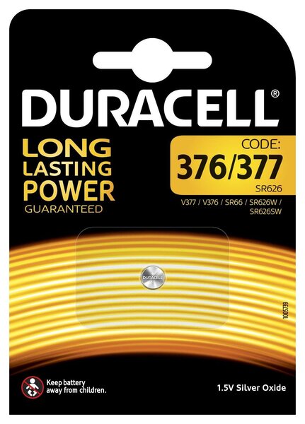 Pile oxyde argent 'Watch' 377/SR66 1,5 Volt DURACELL