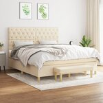 vidaXL Sommier à lattes de lit avec matelas Crème 160x200 cm Tissu