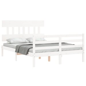 vidaXL Cadre de lit avec tête de lit blanc 140x200 cm bois massif