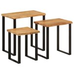vidaXL Tables gigognes 3 Pièces avec bord vivant bois massif d'acacia