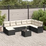 vidaXL Set de canapé de jardin 8 pièces avec coussins en rotin poly brun