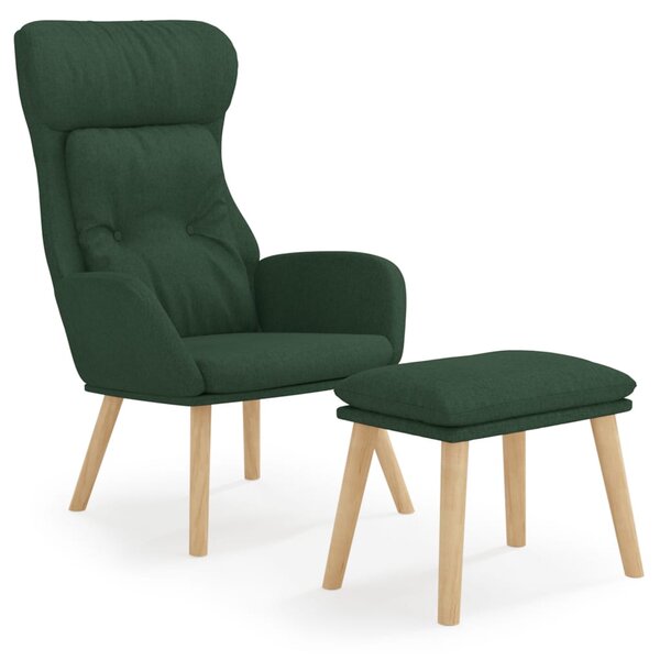 vidaXL Chaise de relaxation avec repose-pied Vert foncé Tissu