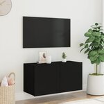 vidaXL Meuble TV mural avec lumières LED noir 80x35x41 cm