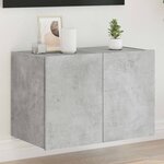 vidaXL Meuble TV mural avec lumières LED gris béton 60x35x41 cm