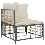 vidaXL Canapé d'angle de jardin avec coussin beige résine tressée