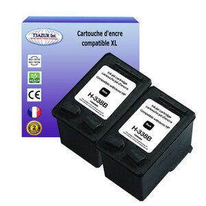 1+1 Cartouches compatibles avec HP OfficeJet 7310, 7310xi, 7313, 7408, 7410, 7410xi, 7413 remplace HP 338 (C8765EE) Noire 18ml - T3AZUR