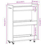vidaXL Armoire avec roues blanc 60x22x79 cm bois d'ingénierie