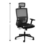 Fauteuil chaise siège de bureau dossier en filet appui-tête charge maximale150 kg noir 14_0000879