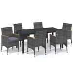 vidaXL Mobilier à dîner de jardin et coussins 7Pièces Résine tressée Gris