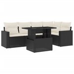 vidaXL Salon de jardin 6 Pièces avec coussins noir résine tressée