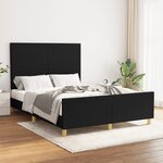 vidaXL Cadre de lit avec tête de lit Noir 140x200 cm Tissu
