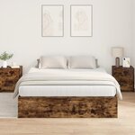 Cadre de lit de rangement vidaXL Chêne fumé 135x190 cm