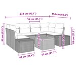 vidaXL Ensemble de Canapé de Jardin 7 Pièces avec Coussins Noir Poly Rattan Acacia