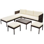 Salon de jardin meuble d'extérieur ensemble de mobilier 6 pièces avec coussins résine tressée marron 02_0016889