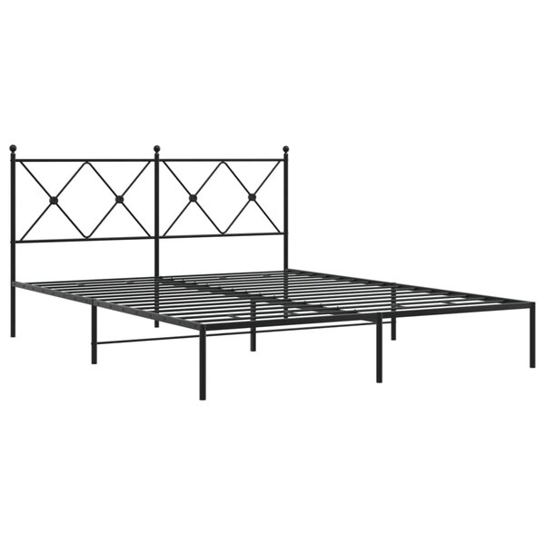 vidaXL Cadre de lit métal avec tête de lit noir 160x200 cm