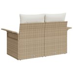vidaXL Canapé de jardin 2 places avec rangement et coussins Beige Rattan