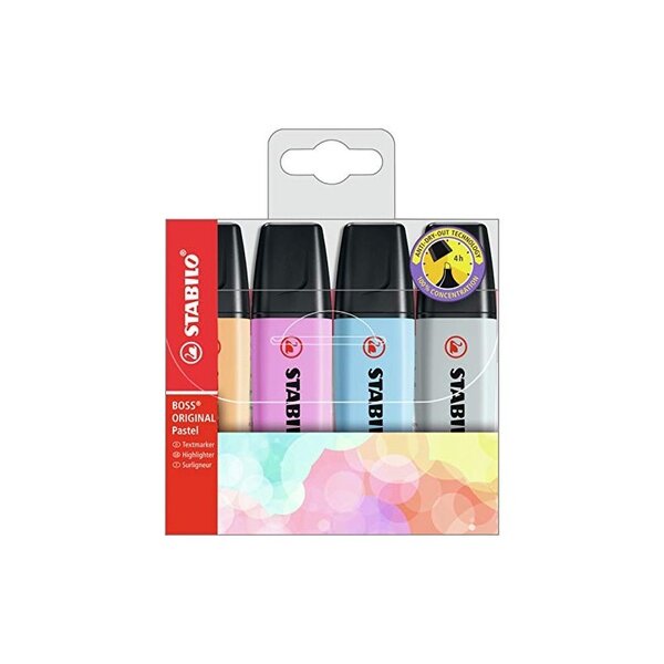 STABILO Surligneur BOSS ORIGINAL Pastel  étui en PET de 4
