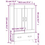 vidaXL Buffet haut blanc 69 5x31x115 cm bois d'ingénierie
