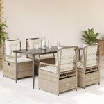 vidaXL Ensemble à manger de jardin avec coussins 5Pièces Beige poly rotin