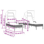 vidaXL Chaises longues lot de 2 avec auvents et table gris clair rotin