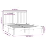 vidaXL Cadre de lit Gris Bois de pin massif 135x190 cm Double