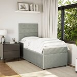 vidaXL Sommier à lattes de lit et matelas Gris clair 100x200cm Velours