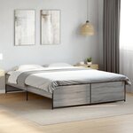 vidaXL Cadre de lit sonoma gris 160x200 cm bois d'ingénierie et métal